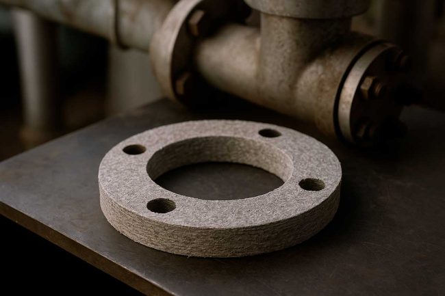 El empaque de asbesto es ampliamente utilizada en las juntas de bridas en tuberías industriales.