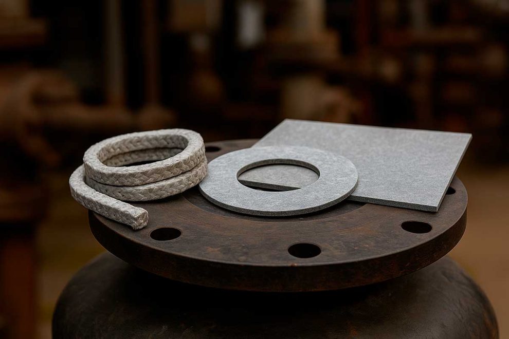 Tipos de empaquetadura de asbesto: cuadradas, juntas y sellos.