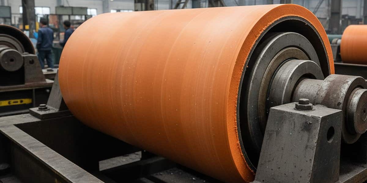 Rodillos de poliuretano Un rodillo de poliuretano en maquinaria industrial.